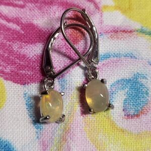 Natural Ethiopian Welo Opal Sterling Silver Dangle Earrings